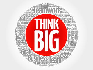 Think Big circle word cloud, business concept