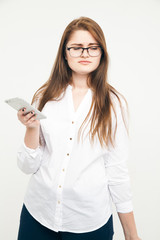 Attractive businesswoman using smart phone