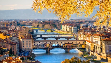 Fotobehang Firenze Zonsondergangmening van Ponte Vecchio, Florence.