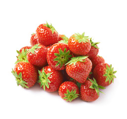 Pile of multiple strawberries isolated