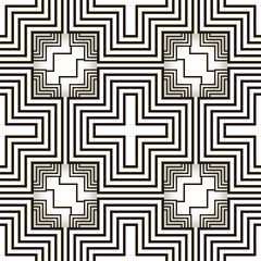 Abstract seamless black and white plus-shaped print