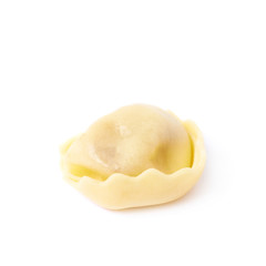 Single ravioli dumpling isolated