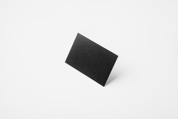 Blank black identity business card with clear white background.