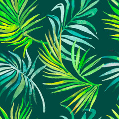 Naklejka na ściany i meble Palm leaves pattern. Seamless tropical pattern