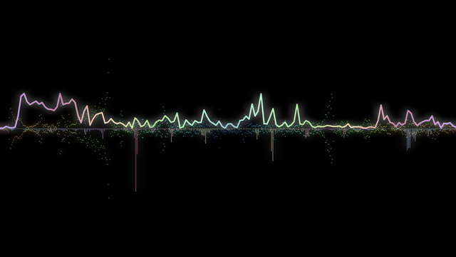 colorful sound waves, lines and dots. Good background for audio related concepts