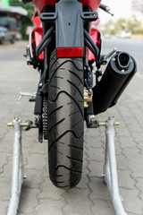 rear wheel of motorcycle on the stand