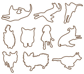 ワイヤーアート風イラスト　犬と猫