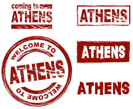 Ink stamp set city Athens