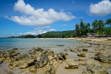 Fototapeta na wymiar Nature background, clear water tropical beach, Andaman Sea, koh