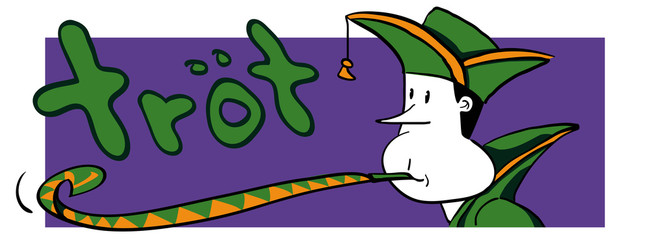 Narr mit Mütze und Tröte, gezeichnet, Vektor