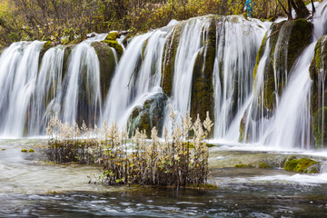 Arrow bamboo waterfall jiuzhaigou scenic