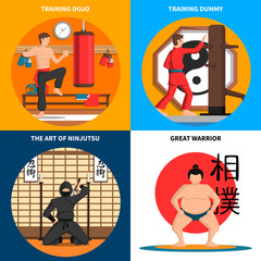  Martial Arts Concept Icons Set