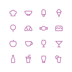 Cafe icon set - vector minimalist. Different symbols on the white background.