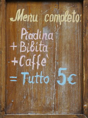 wooden menu board