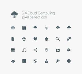 Cloud computing pixel perfect solid icon set for web, internet,