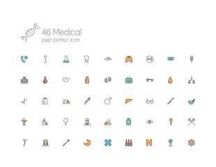 Fototapeta premium Medical line icons for web, internet, computer, mobile apps, int