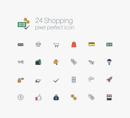 Solid web line icons set - E-commerce, shopping