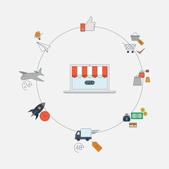 Infographics background E-commerce. Business concept. Set icons.