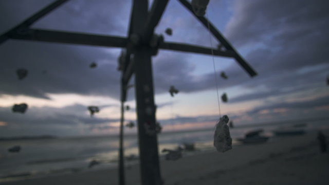 Beautiful ocean under coudy sunset sky