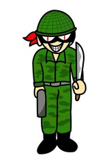 military thief cartoon illustration