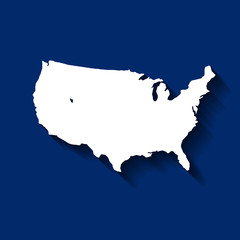 USA flag. Shape of American map. United States of America. Vector illustration.