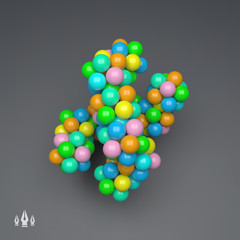 3D Molecule Structure. Futuristic Technology Style. 3D Vector illustration for Science, Technology, Marketing, Presentation. Connection Structure. Network Design. 3D Vector illustration.