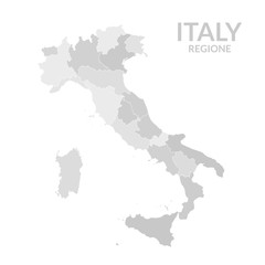 Regions map of Italy gray