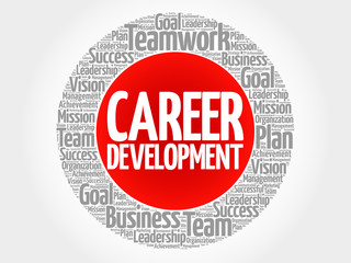 Career development circle word cloud, business concept