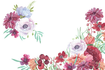 floral panel in retro style illustration of a watercolor - 102307221