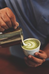 green tea latte matcha in vintage color tone