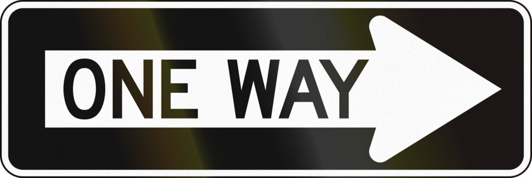 United States MUTCD road sign - One way to the right