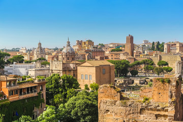 Fototapeta na wymiar Aerial panoramic cityscape of Rome, Italy