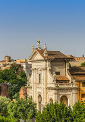 Fototapeta premium Aerial panoramic cityscape of Rome, Italy