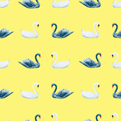 Watercolor swan pattern