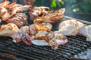 Assorted delicious grilled meat