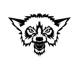 Vector wolf's head as a design element on isolated background	