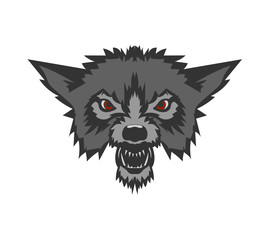 Vector wolf's head as a design element on isolated background	