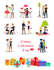 Fototapeta premium Happy Valentine Day Couple Set