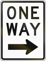 United States MUTCD road sign - One way to the right