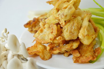deep-fried oyster mushroom on dish