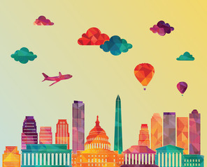Washington DC detailed skylines. vector illustration