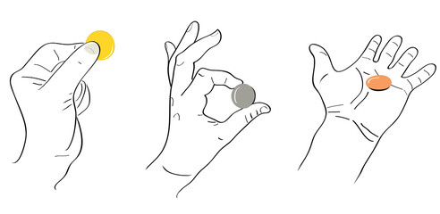 business start up / gold, silver and copper coins in hand