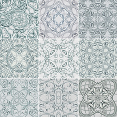 Set of Silver Floral seamless patterns for fabric or textile des