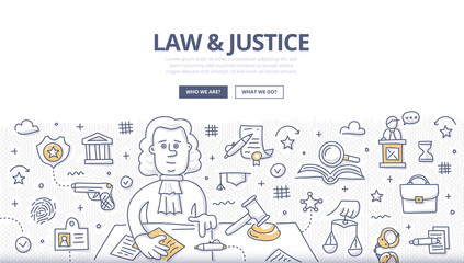 Fototapeta na wymiar Law & Justice Doodle Concept