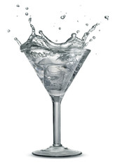 Splashing in the glass on white background