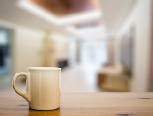 mug on old wooden table