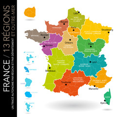 Carte de France 13 régions (Carte modifiable)