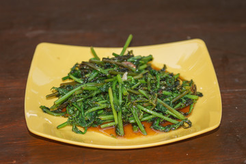 Fried vegetable fern in oyster sauce
