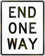 United States MUTCD road sign - End one-way road