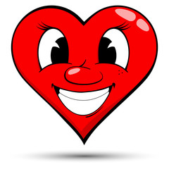 Obraz premium Vector of red heart with smile